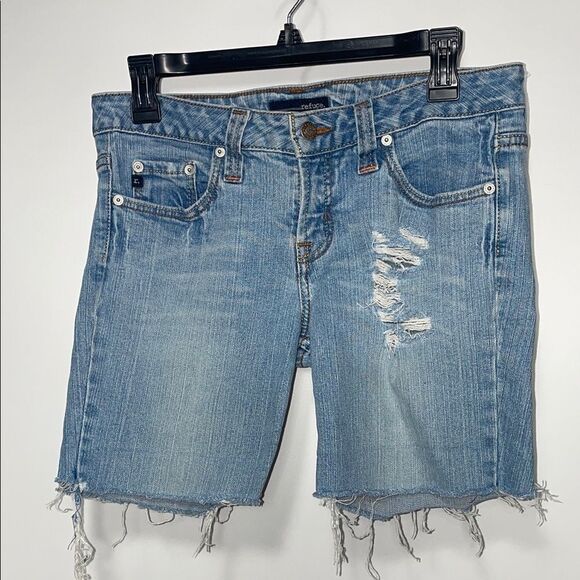Refuge Denim Blue Distressed Women's Shorts - Picture 1 of 10